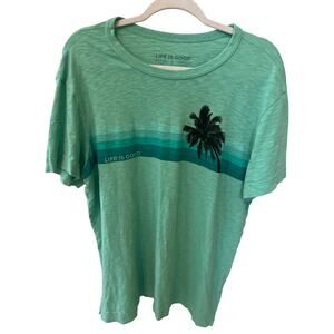 Life is Good Men's Slub Short Sleeve Crew Neck Green Graphic T-Shirt Men's Large